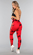 Rode Sportlegging met Cut Out en Vlek Print