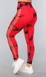 Rode Sportlegging met Cut Out en Vlek Print