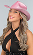 Glitterende Roze Western Hoed