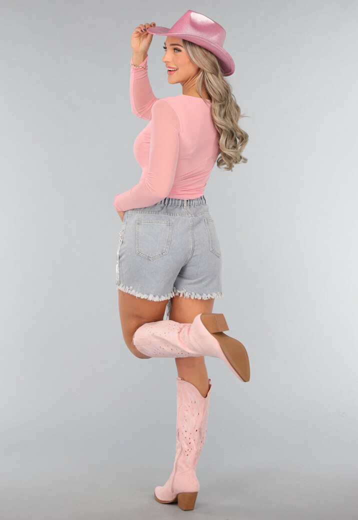 Glitterende Roze Western Hoed