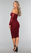 Bordeaux Rode Glitter Bodycon Jurk van Mesh