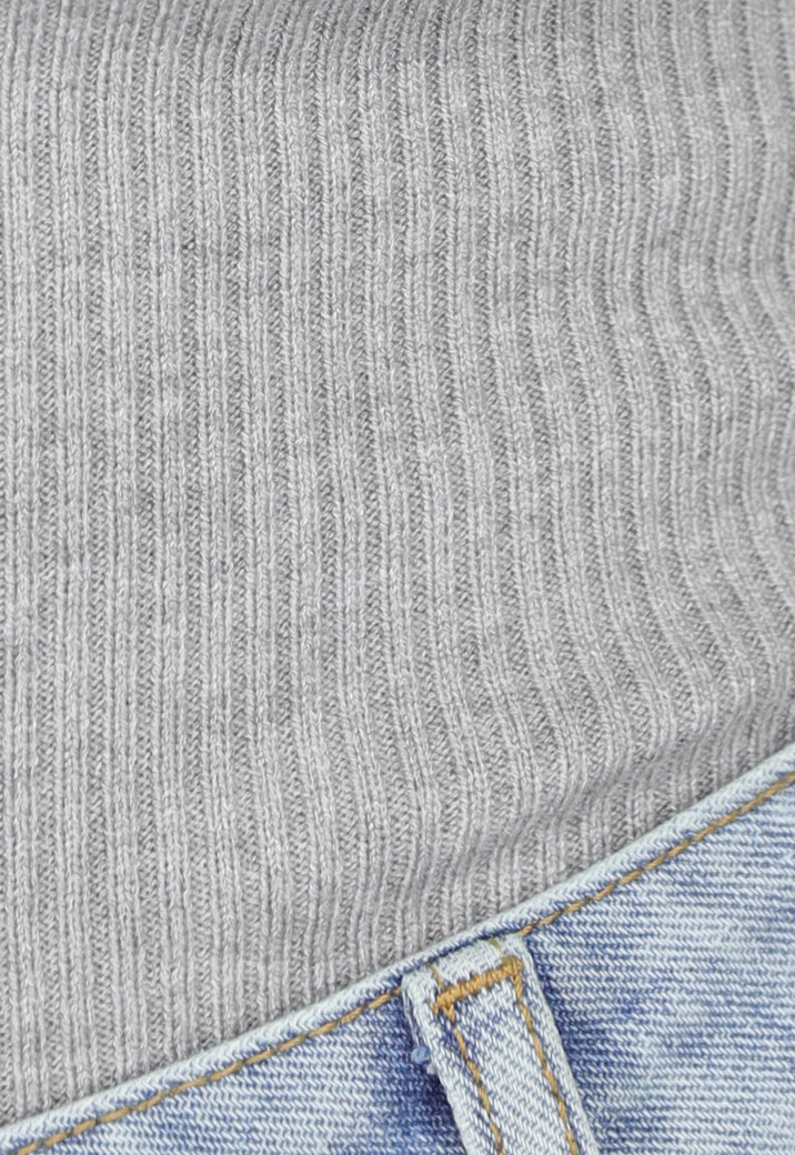 Grijze Ribstof Tanktop met Col