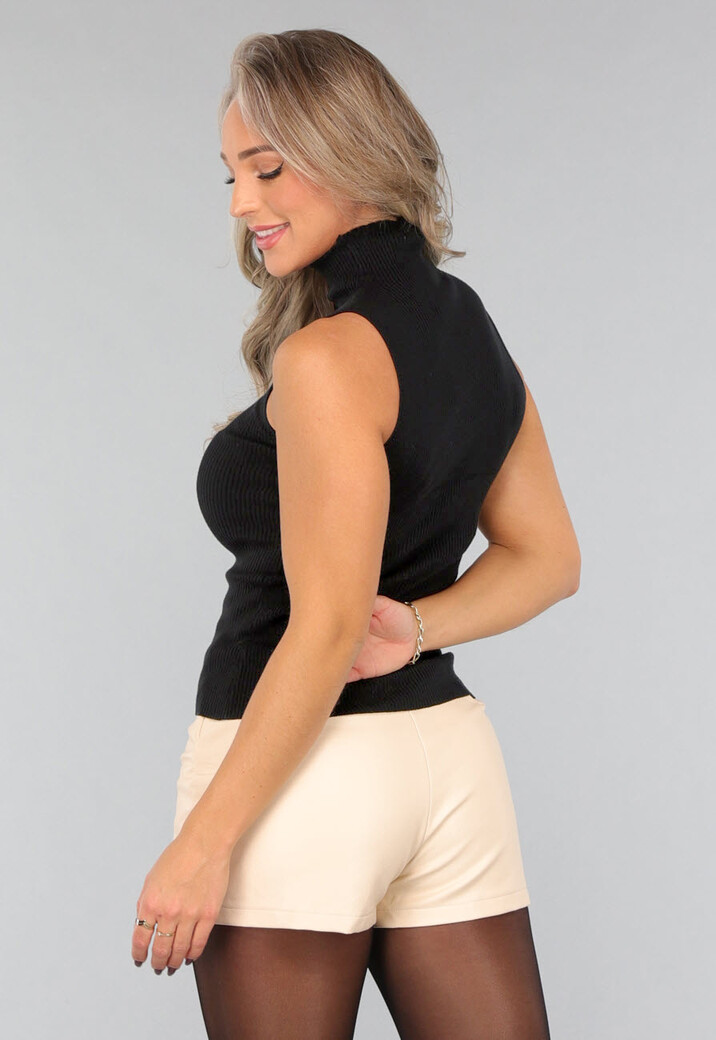 Zwarte Mouwloze Rib Coltrui