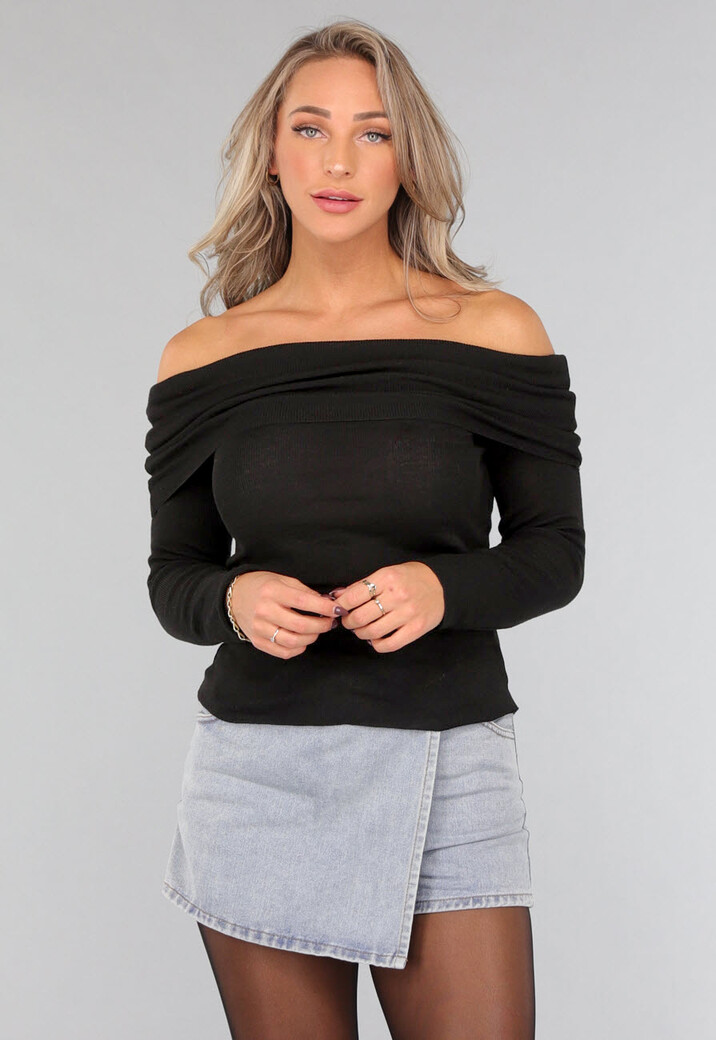 Geplooide Top met Blote Schouders