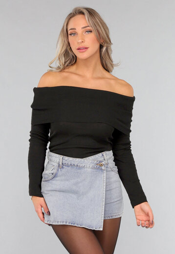 Geplooide Top met Blote Schouders