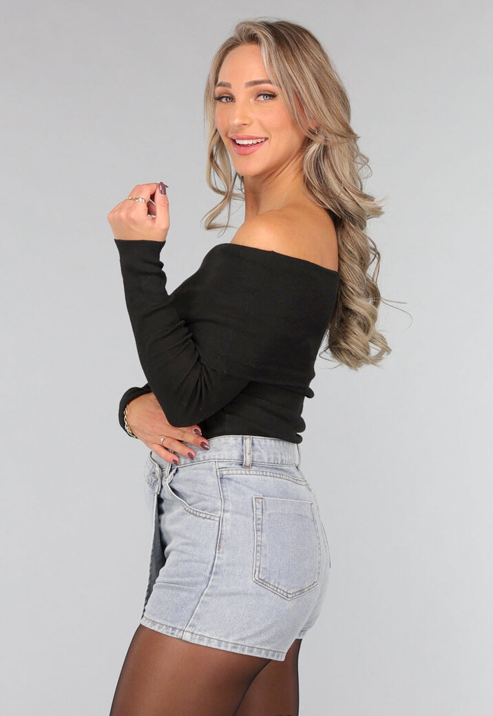 Geplooide Top met Blote Schouders