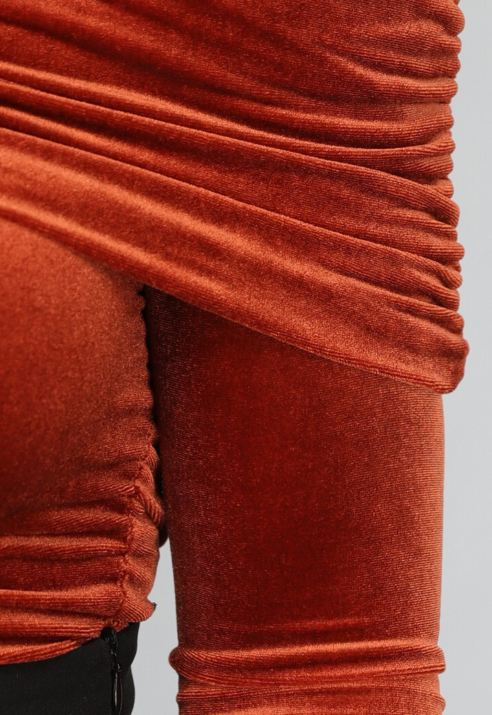 Roestbruine Fluwelen Top met Blote Schouders