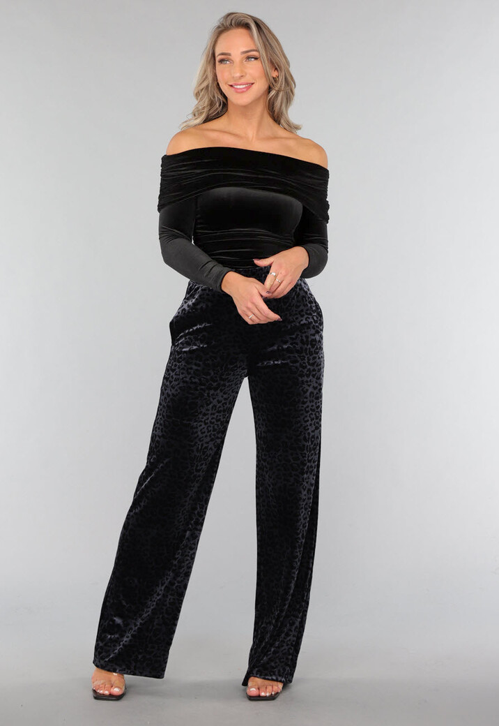Zwart Velvet Off Shoulder Topje