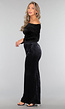 Zwart Velvet Off Shoulder Topje