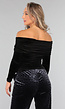 Zwart Velvet Off Shoulder Topje