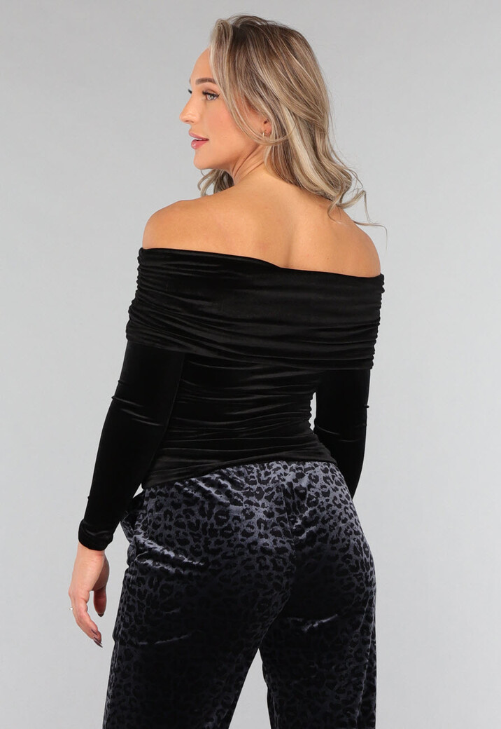 Zwart Velvet Off Shoulder Topje