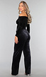 Zwart Velvet Off Shoulder Topje