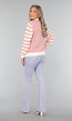 Oudroze Vest met Gestreepte Mouwen