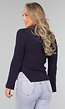 Navy Rib Trui met Wijde Mouwen