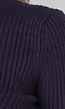 Navy Rib Trui met Wijde Mouwen