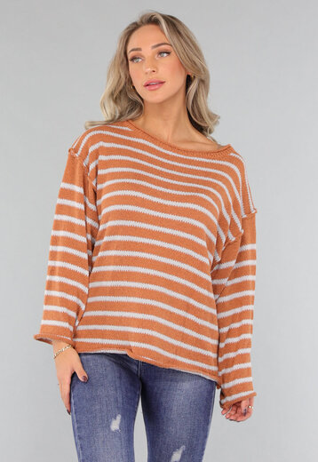 Gestreepte Camel Trui