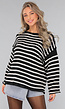 Zwarte Gestreepte Oversized Trui