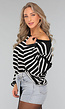 Zwarte Gestreepte Oversized Trui