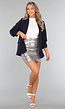 Metallic Zilveren Geplooide Rok