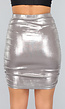 Metallic Zilveren Geplooide Rok