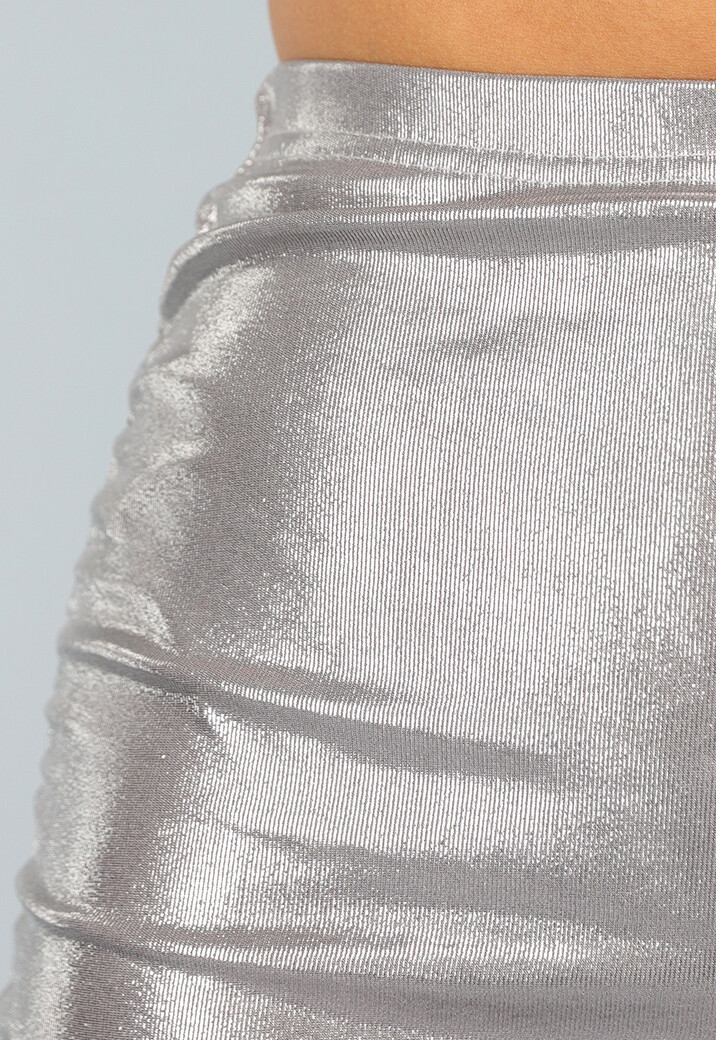 Metallic Zilveren Geplooide Rok