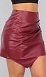 Bordeaux Rode Asymmetrische Lederlook Rok