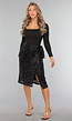 Sequin Midi Wikkelrok in Zwart