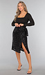 Sequin Midi Wikkelrok in Zwart