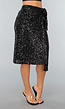 Sequin Midi Wikkelrok in Zwart