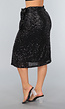 Sequin Midi Wikkelrok in Zwart