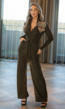 Gouden Longsleeve Glitter Jumpsuit met Ceintuur
