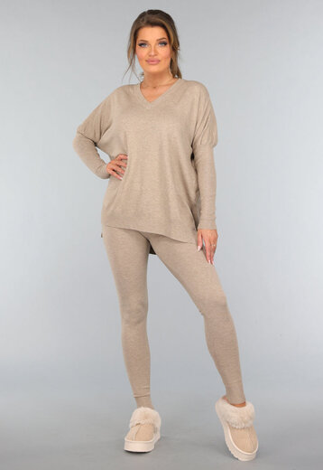 Taupe Two Piece met Oversized Trui