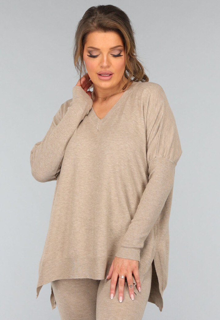 Taupe Two Piece met Oversized Trui