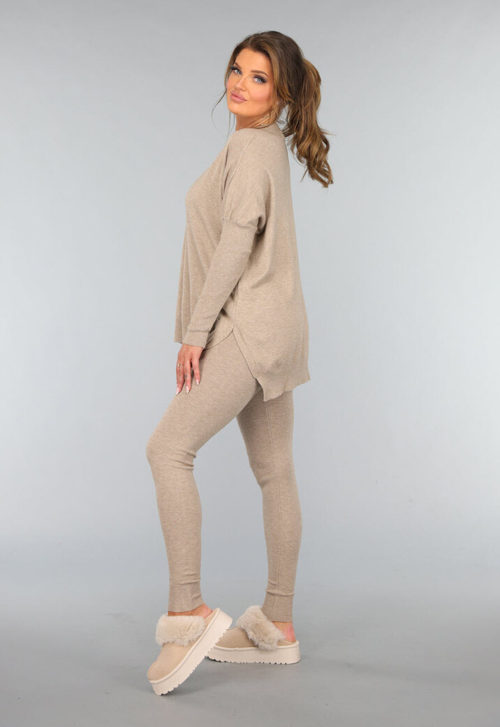 Taupe Two Piece met Oversized Trui