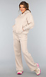 Beige Hoodie Set met Wijduitlopende Broek