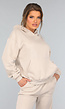 Beige Hoodie Set met Wijduitlopende Broek