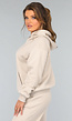 Beige Hoodie Set met Wijduitlopende Broek