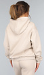 Beige Hoodie Set met Wijduitlopende Broek