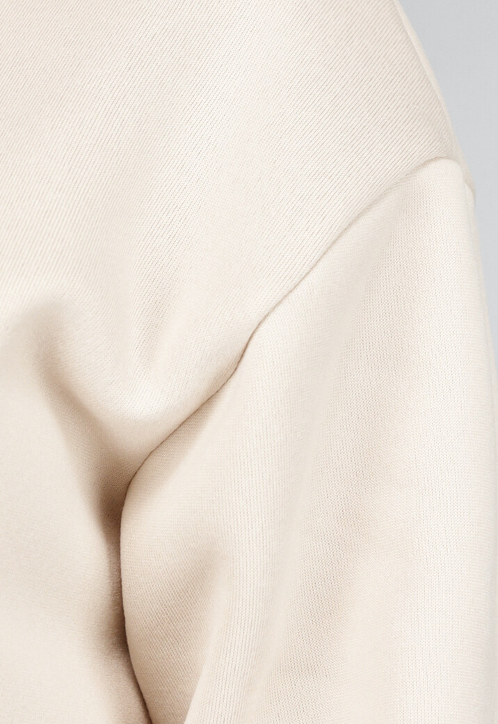 Beige Hoodie Set met Wijduitlopende Broek