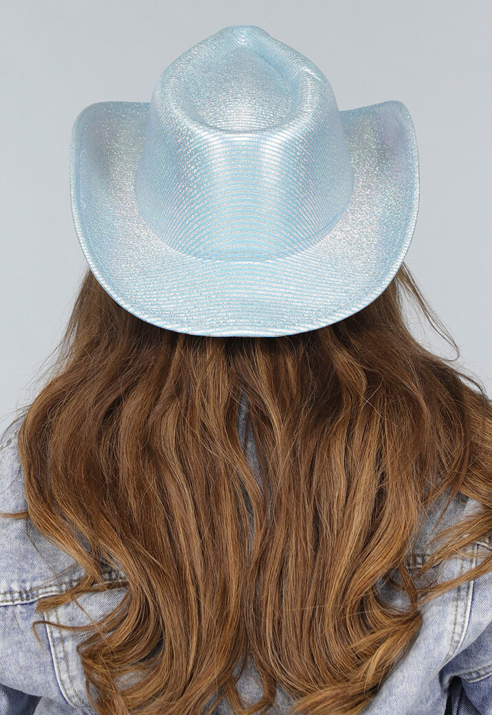 Lichtblauwe Shiny Cowboyhoed