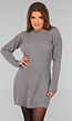 Grijze Gebreide Ribjurk met Lange Mouwen