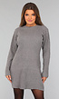Grijze Gebreide Ribjurk met Lange Mouwen