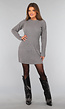 Grijze Gebreide Ribjurk met Lange Mouwen