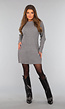 Grijze Gebreide Ribjurk met Lange Mouwen