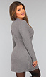 Grijze Gebreide Ribjurk met Lange Mouwen
