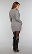 Grijze Gebreide Ribjurk met Lange Mouwen