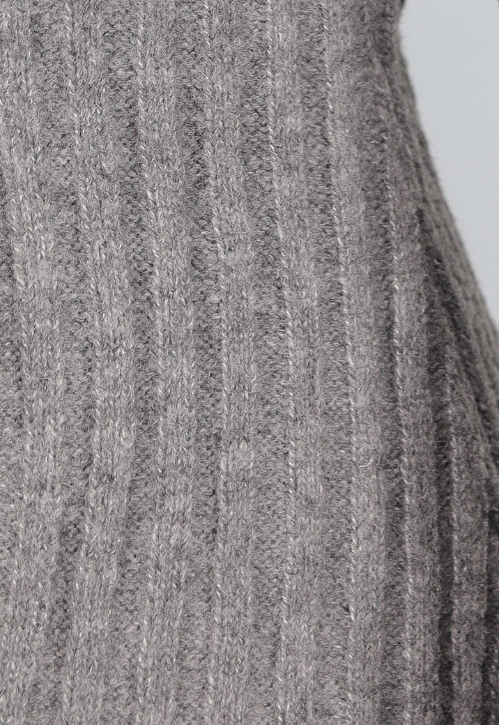 Grijze Gebreide Ribjurk met Lange Mouwen