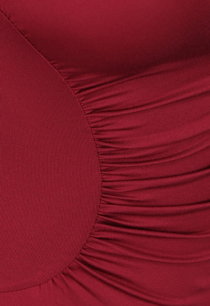 Burgundy Longsleeve Geplooide Mini Jurk