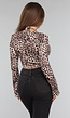 Panterprint Korset Topje met Beugels en Flared Mouwen