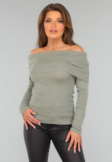 Groene Top met Omgeslagen Hals